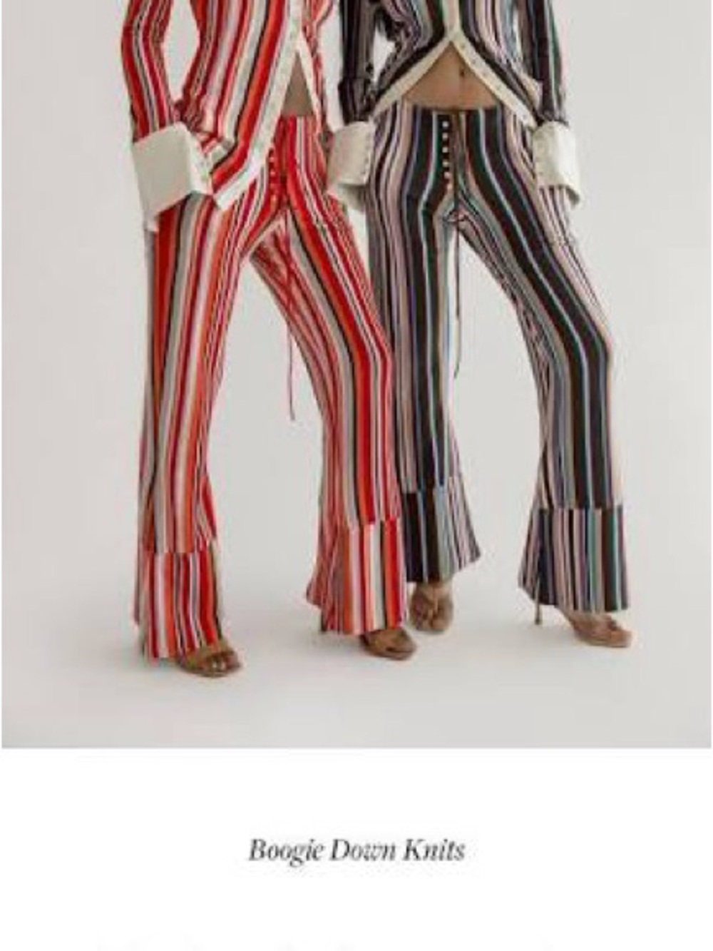 Orseund Iris Striped Flare Pants in Red & Black Multicolor